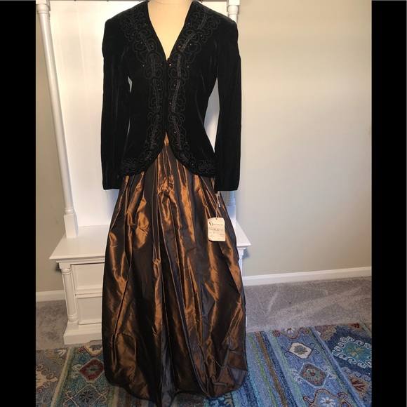 Vintage Dior 2 pc Silk/Velvet Evening Gown - Picture 1 of 8